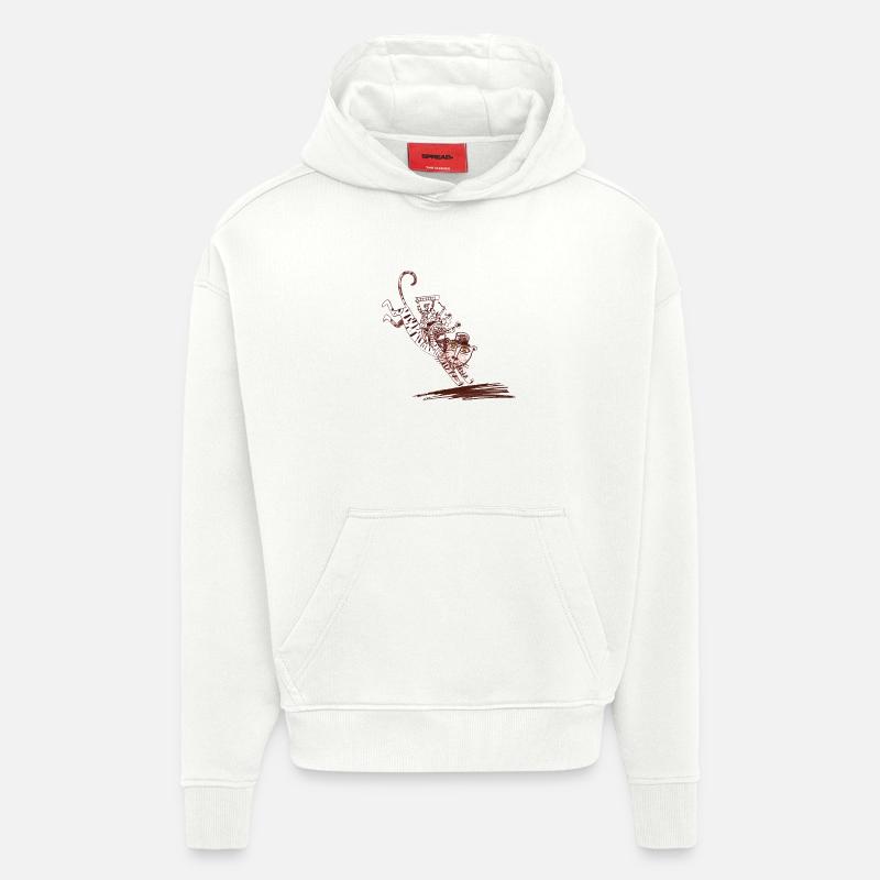 Cat Caravan avec Pop Band - Sweat à capuche bio épais oversize fabriqué en UE - OFF WHITE