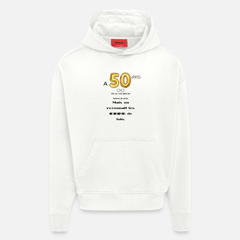 50 ans - Sweat à capuche bio épais oversize fabriqué en UE - OFF WHITE