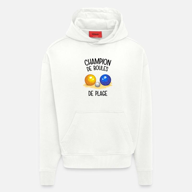 Champion de boules de plage - Sweat à capuche bio épais oversize fabriqué en UE - OFF WHITE