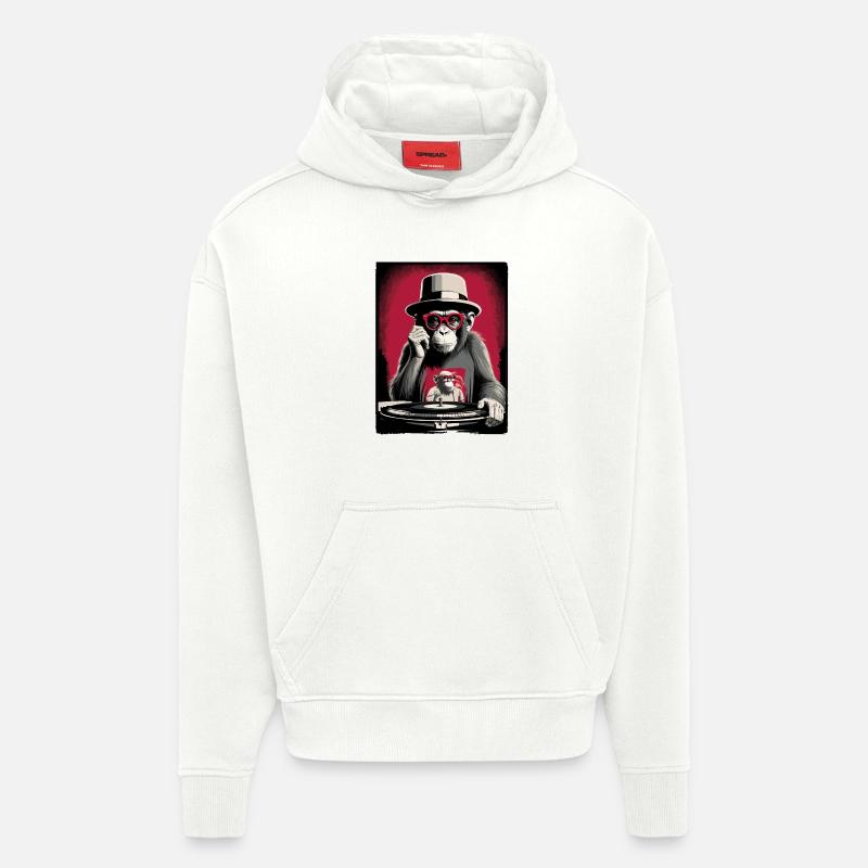 Singe DJ - Sweat à capuche bio épais oversize fabriqué en UE - OFF WHITE