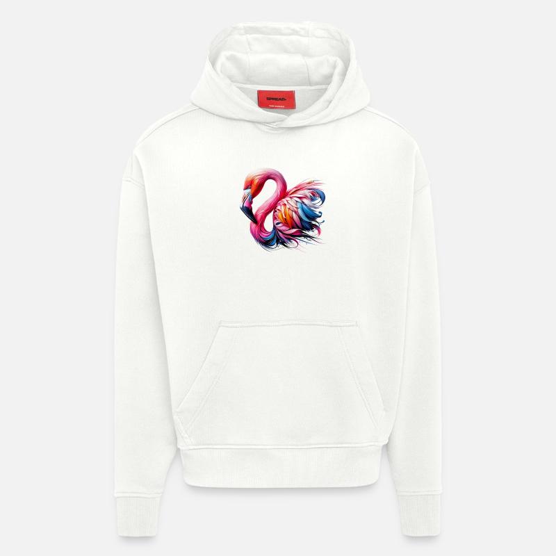 Flamant - Sweat à capuche bio épais oversize fabriqué en UE - OFF WHITE