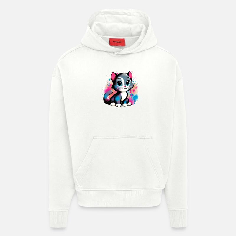 Chat - Sweat à capuche bio épais oversize fabriqué en UE - OFF WHITE