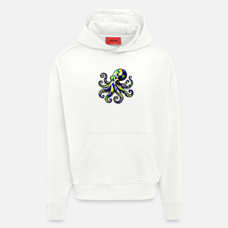 Pieuvre - Sweat à capuche bio épais oversize fabriqué en UE - OFF WHITE