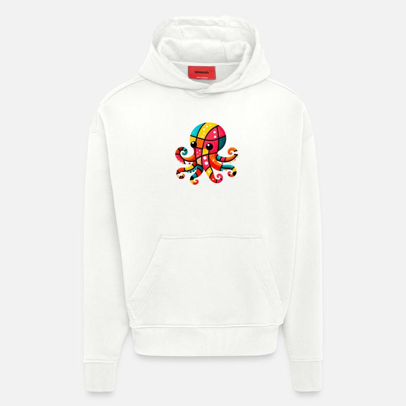 Pieuvre - Sweat à capuche bio épais oversize fabriqué en UE - OFF WHITE