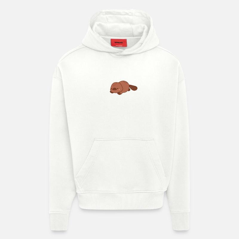 L’étrange ornithorynque - Sweat à capuche bio épais oversize fabriqué en UE - OFF WHITE