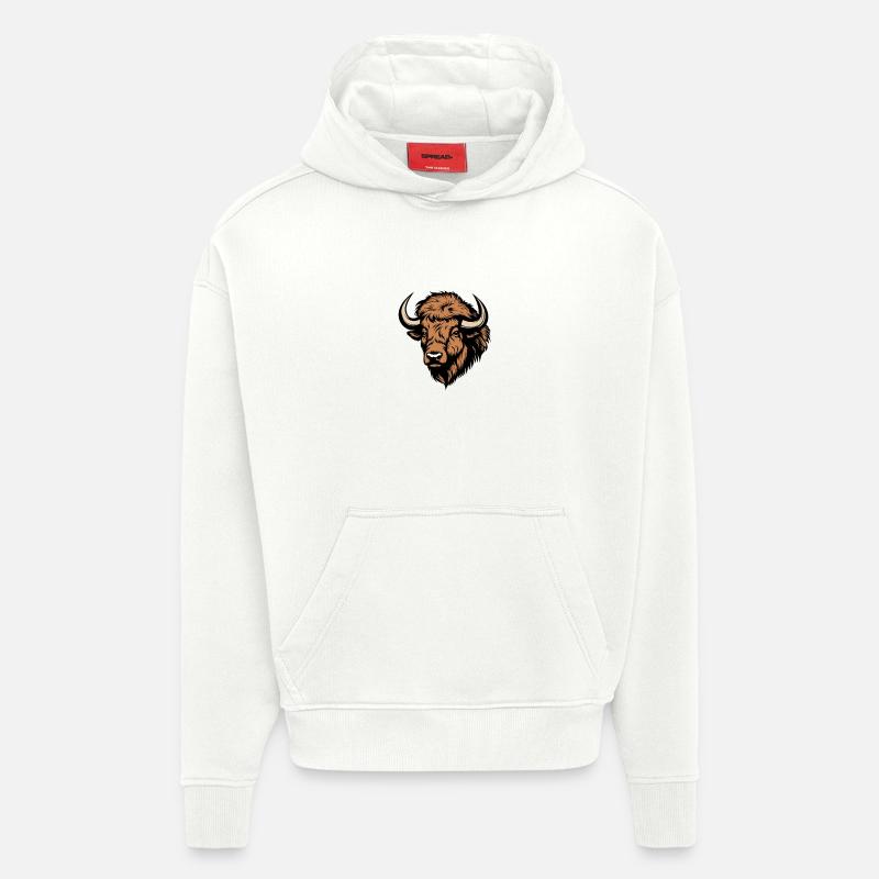 Bison résilient - Sweat à capuche bio épais oversize fabriqué en UE - OFF WHITE