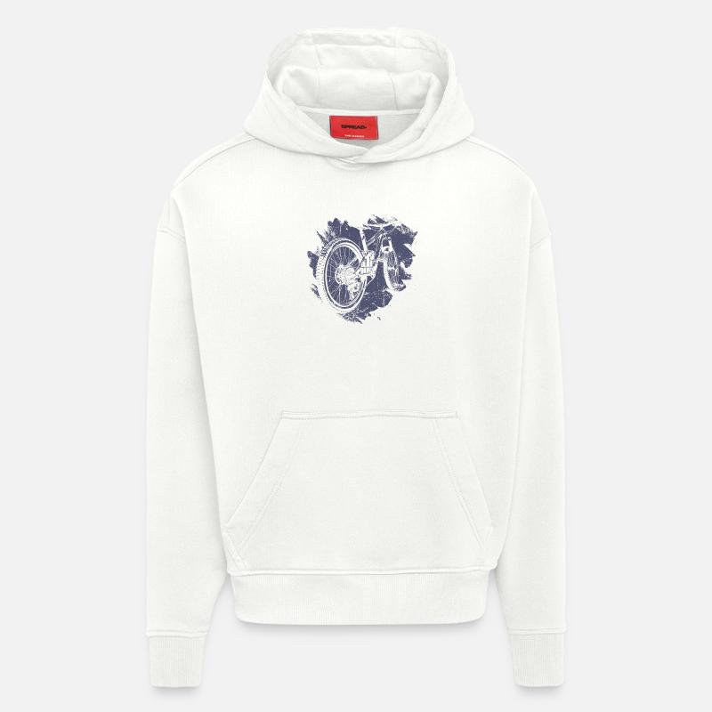 Illustration d’engrenage de vélo rétro - Sweat à capuche bio épais oversize fabriqué en UE - OFF WHITE