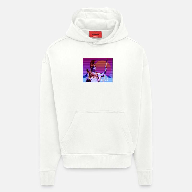 Déesse stylisée abstraite Athéna - Sweat à capuche bio épais oversize fabriqué en UE - OFF WHITE