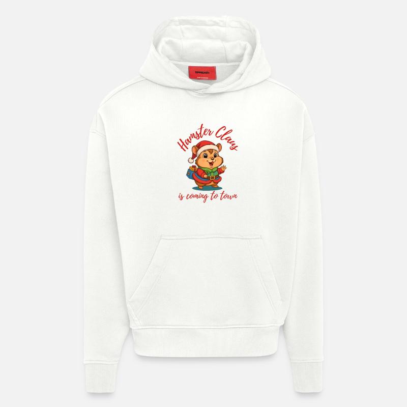 Hamster Noël - Sweat à capuche bio épais oversize fabriqué en UE - OFF WHITE