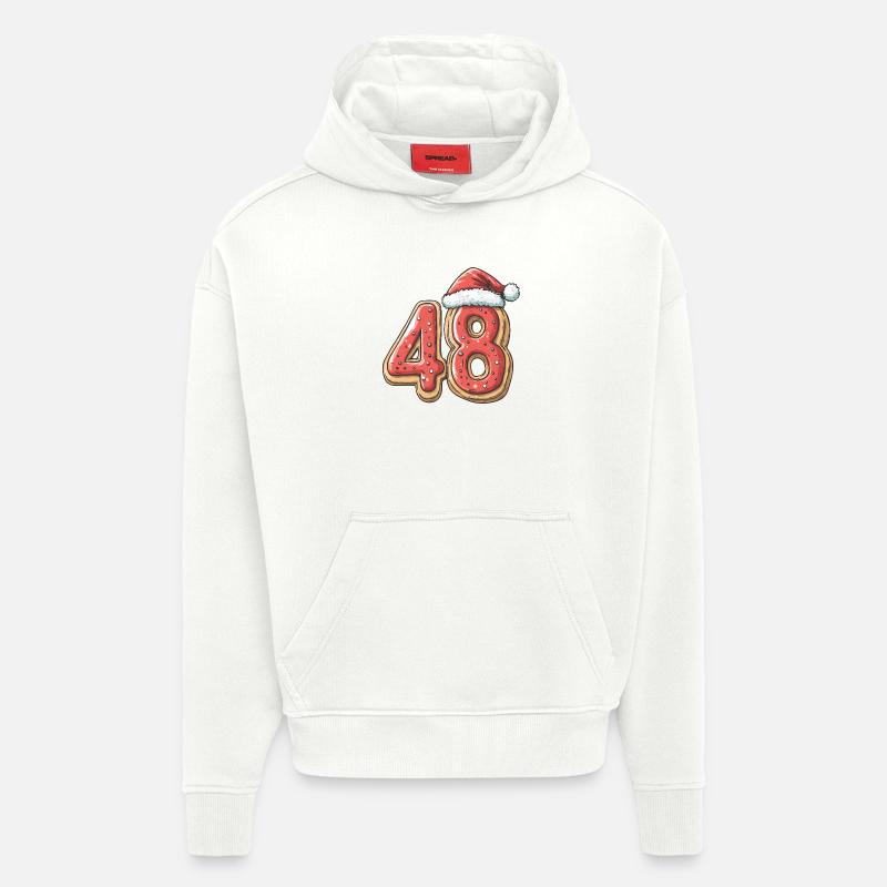 48 Numéro Biscuit Noël - Sweat à capuche bio épais oversize fabriqué en UE - OFF WHITE