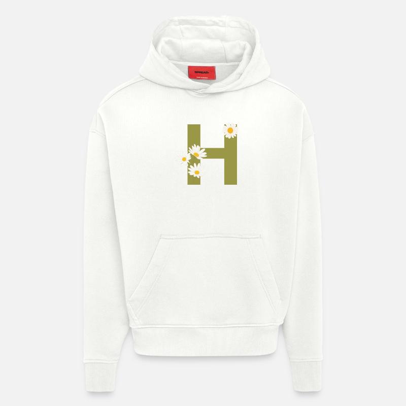 Buchstabe h grüne Gänseblümchen - Hoodie- made by SPREAD  - OFF WHITE