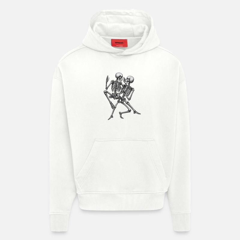 SKELETONS DANCER #3 - black & white - Sweat à capuche bio épais oversize fabriqué en UE - OFF WHITE