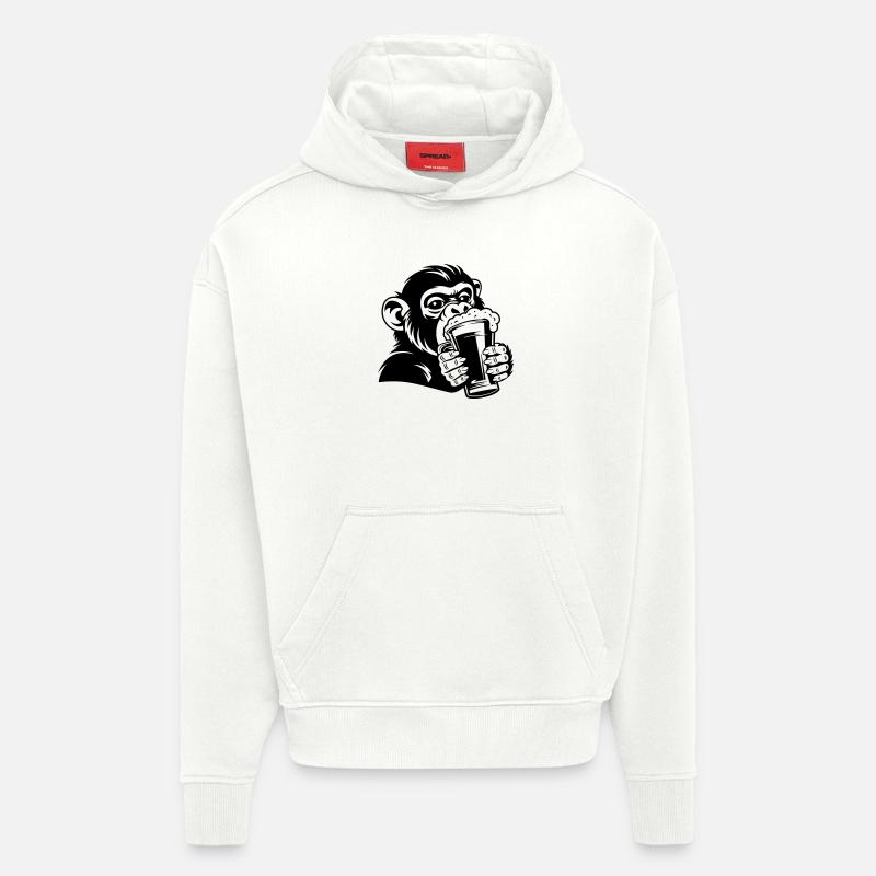 Lässiger Affe mit Getränk - Hoodie- made by SPREAD  - OFF WHITE