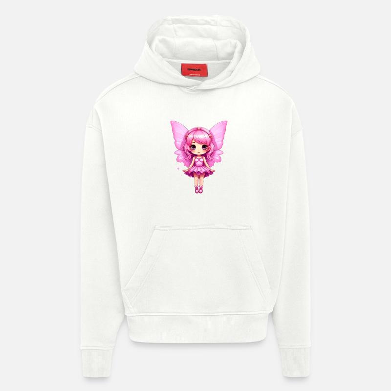Mignonne Fée Rose - Sweat à capuche bio épais oversize fabriqué en UE - OFF WHITE