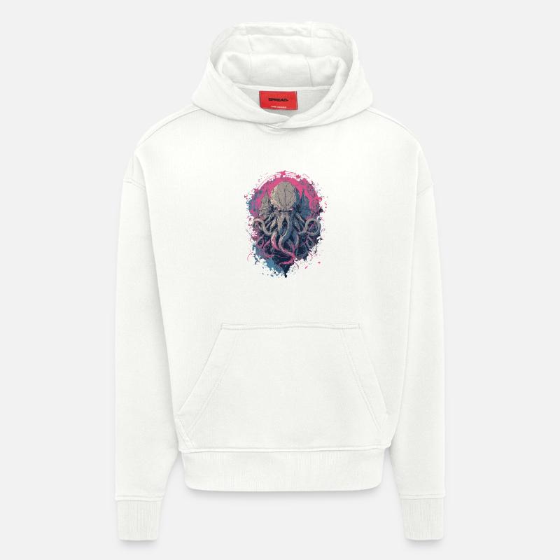 Cthulhu Horror - Sweat à capuche bio épais oversize fabriqué en UE - OFF WHITE