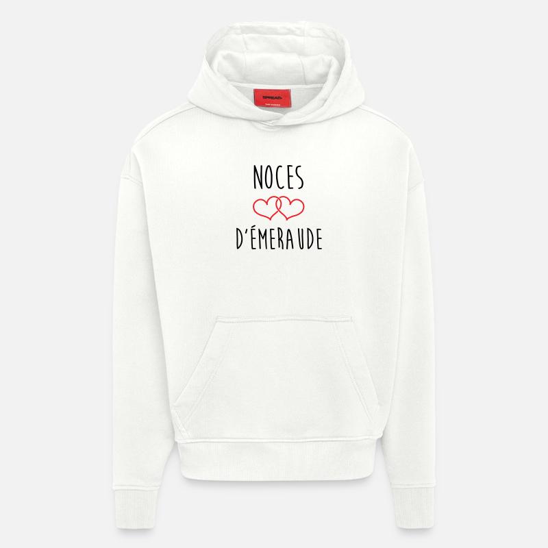 noces d'émeraude 40 ans de mariage - Sweat à capuche bio épais oversize fabriqué en UE - OFF WHITE