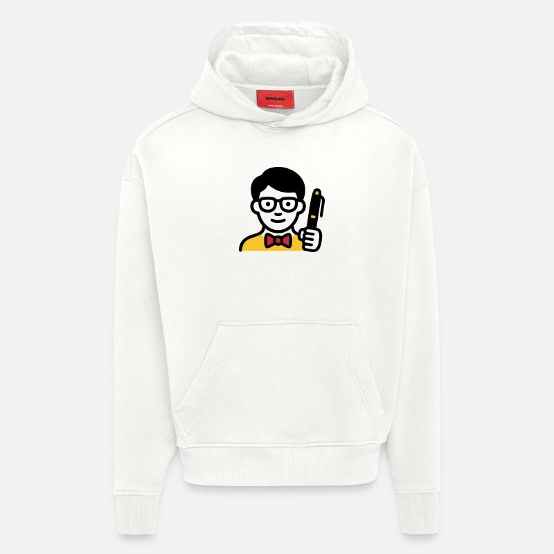 Lehrer Professor Brille Comic - Hoodie- made by SPREAD - OFF WHITE