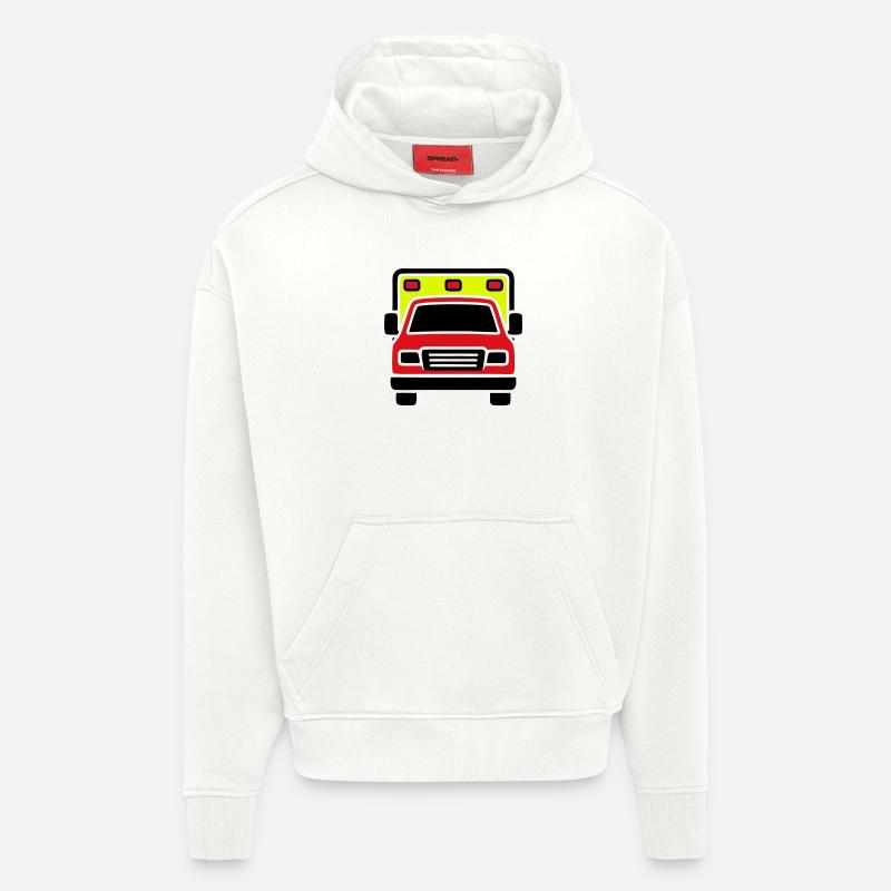 Ambulance Ambulance Front - Sweat à capuche bio épais oversize fabriqué en UE - OFF WHITE