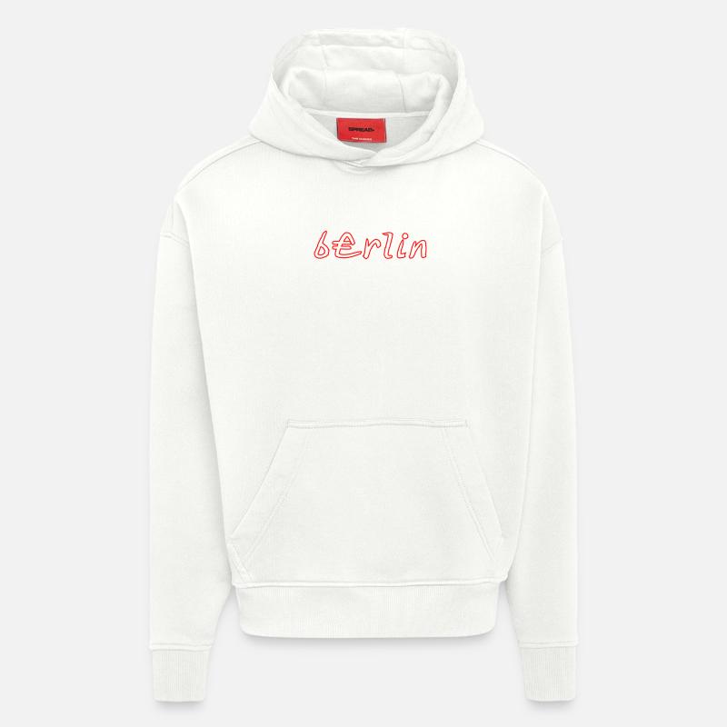 Style graffiti néon de Berlin - Sweat à capuche bio épais oversize fabriqué en UE - OFF WHITE