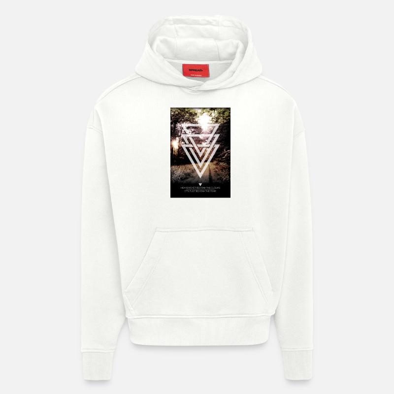 mystic forest triangles - Sweat à capuche bio épais oversize fabriqué en UE - OFF WHITE