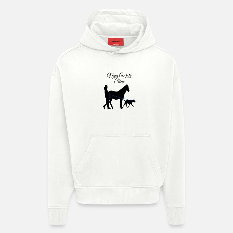 Never Walk Alone Hund Pferd - Hoodie- made by SPREAD - OFF WHITE