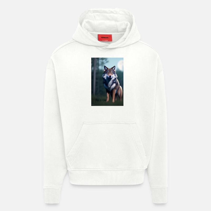 Wolf und Mond - Hoodie- made by SPREAD - OFF WHITE