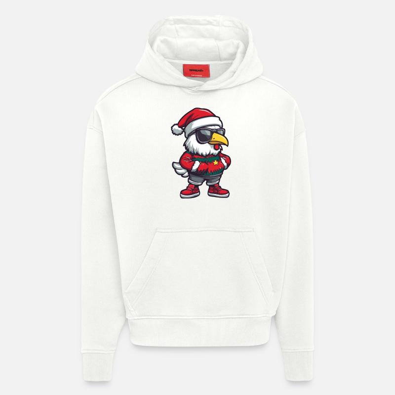 Rooster Christmas Comic Cool - Hoodie- made by SPREAD - OFF WHITE