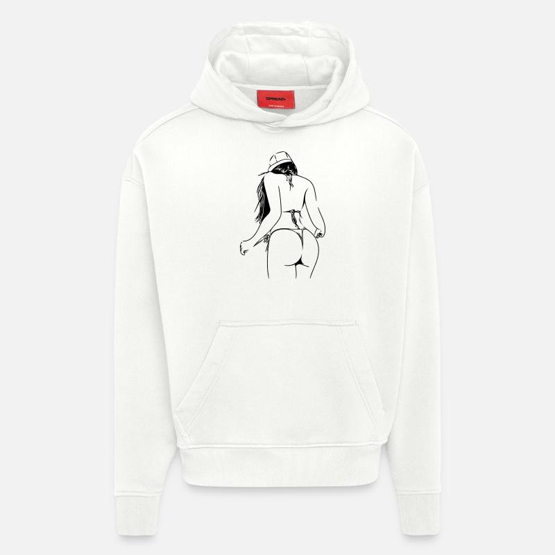 dame en bikini - Sweat à capuche bio épais oversize fabriqué en UE - OFF WHITE
