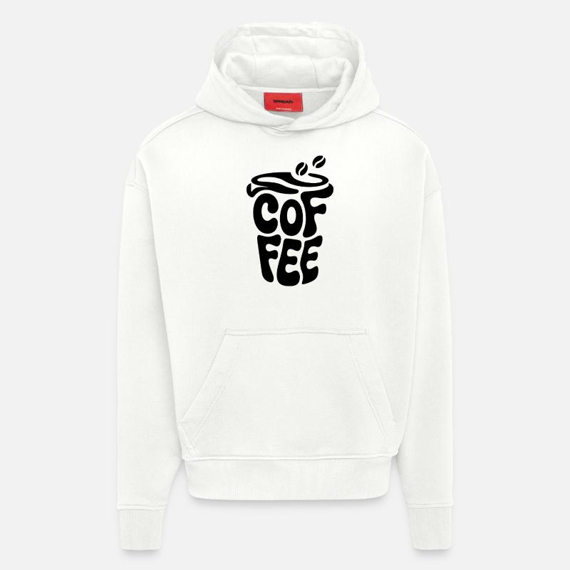 Coffee - Cool Café Logo - Sweat à capuche bio épais oversize fabriqué en UE - OFF WHITE