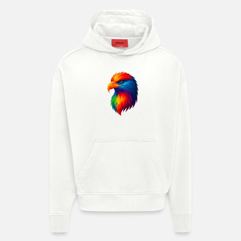 WPAP Polygon Style Animaux - Aigle - Sweat à capuche bio épais oversize fabriqué en UE - OFF WHITE