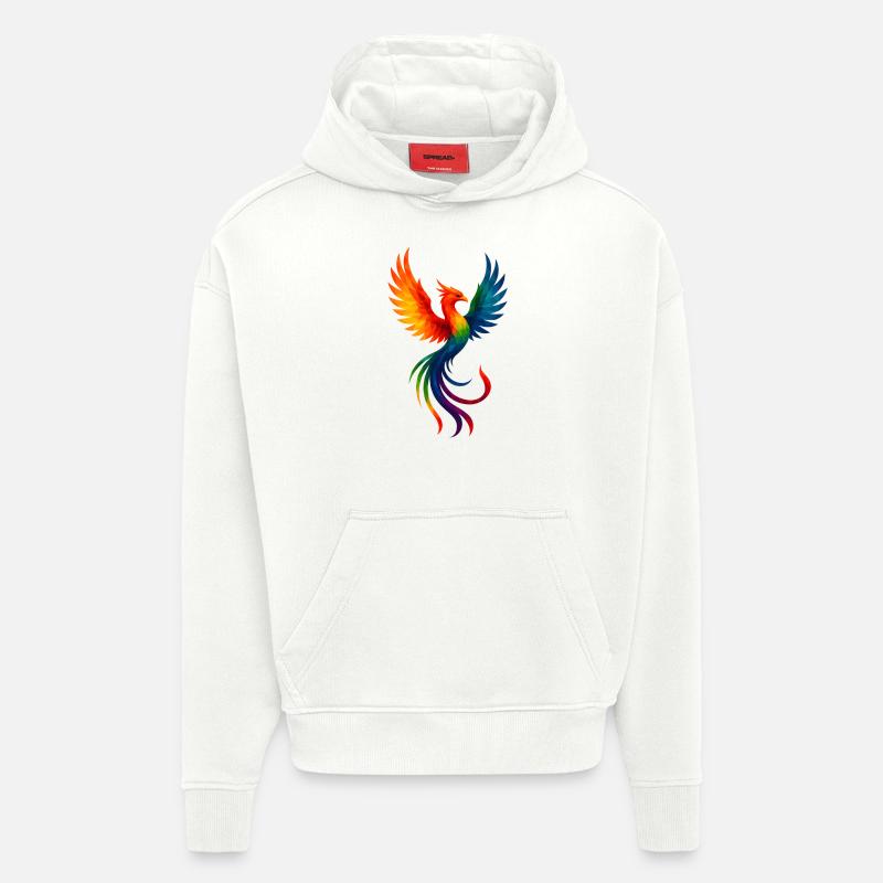 Animaux de style WPAP - Phoenix - Sweat à capuche bio épais oversize fabriqué en UE - OFF WHITE