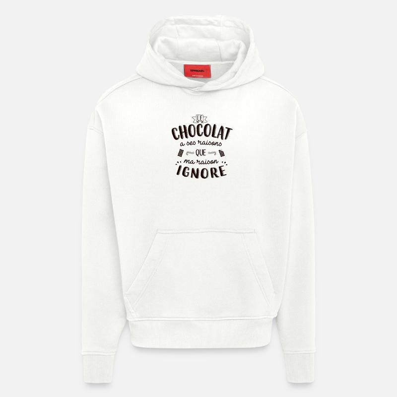 Le chocolat à ses raisons - Sweat à capuche bio épais oversize fabriqué en UE - OFF WHITE