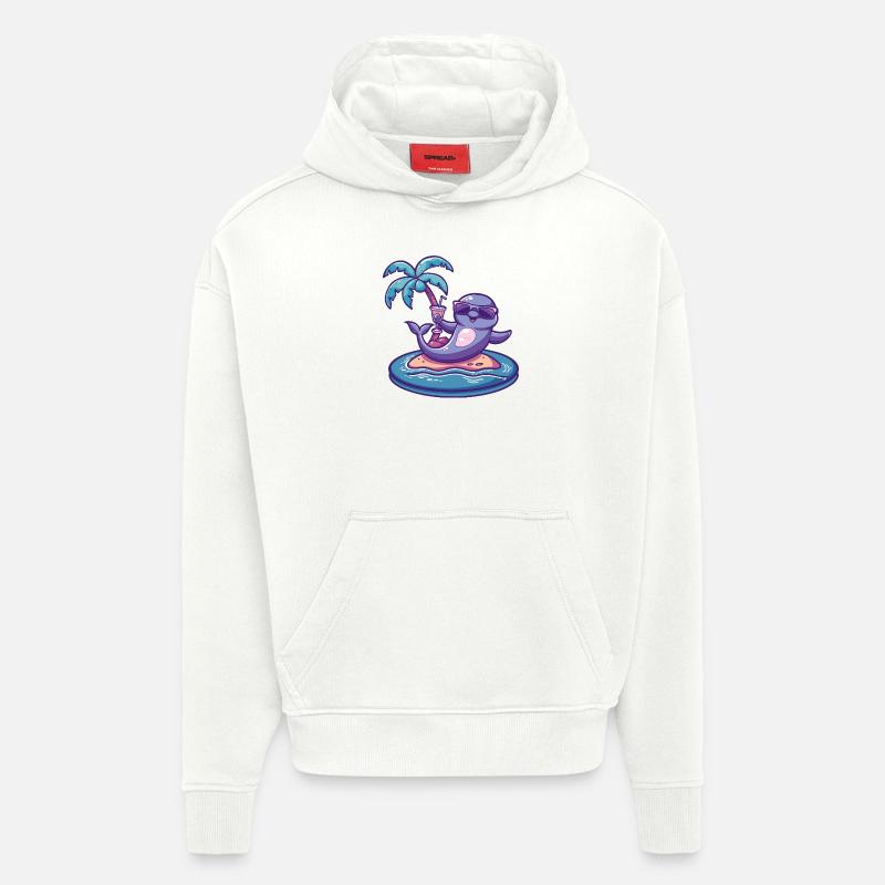 Delfin Sommer Strand Comic - Hoodie- made by SPREAD  - OFF WHITE