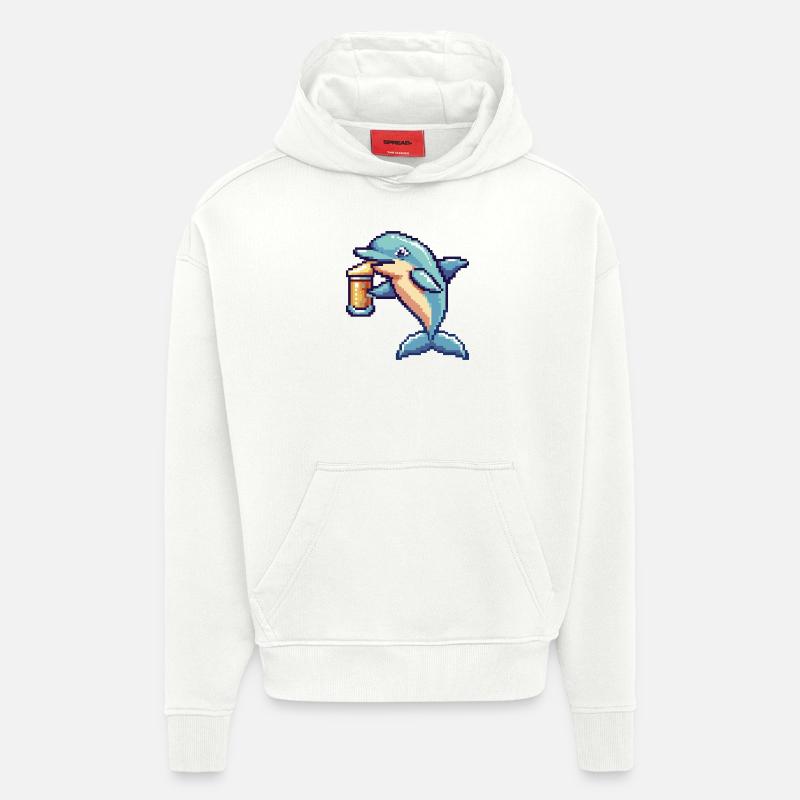 Delfin Bier Pixel - Hoodie- made by SPREAD  - OFF WHITE