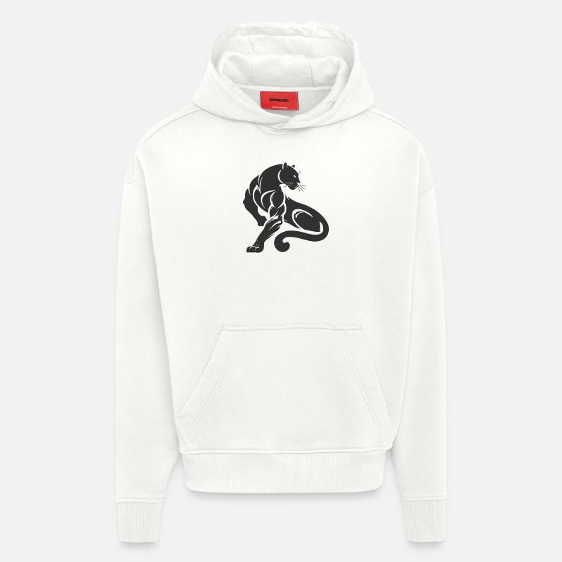 Panthère léopard - Sweat à capuche bio épais oversize fabriqué en UE - OFF WHITE