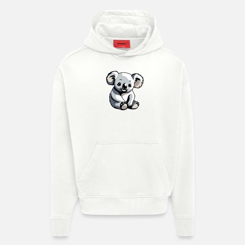 Koala - Design d’animal mignon - Sweat à capuche bio épais oversize fabriqué en UE - OFF WHITE
