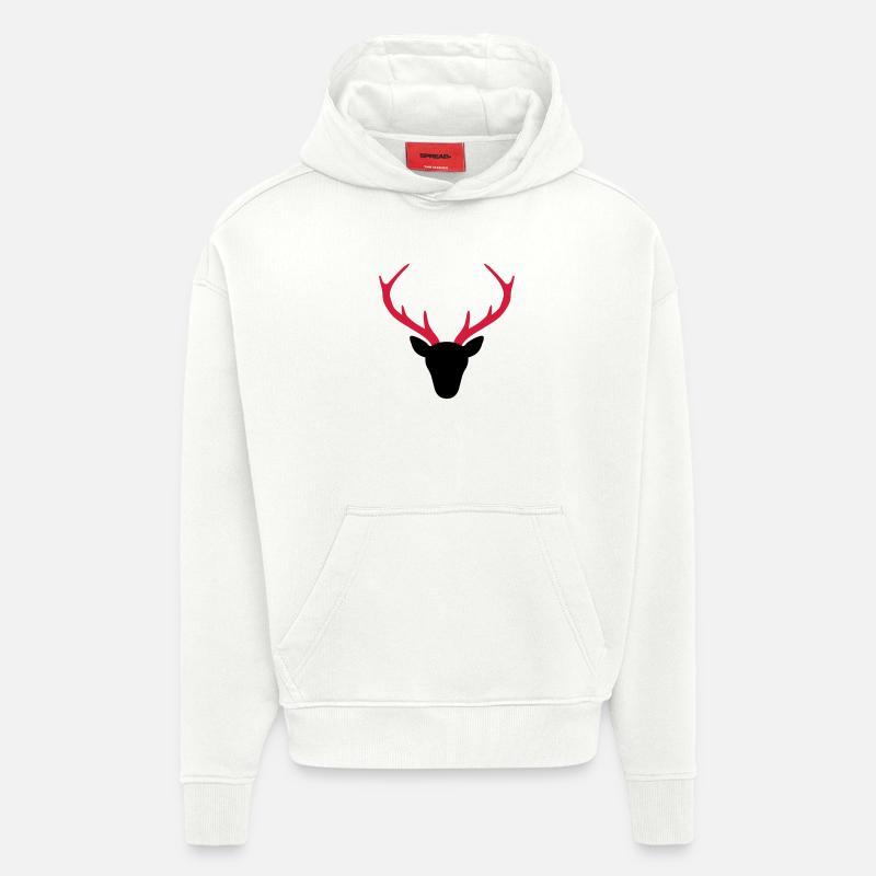 Hirsch Geweih Jäger Geschenk - Hoodie- made by SPREAD  - OFF WHITE