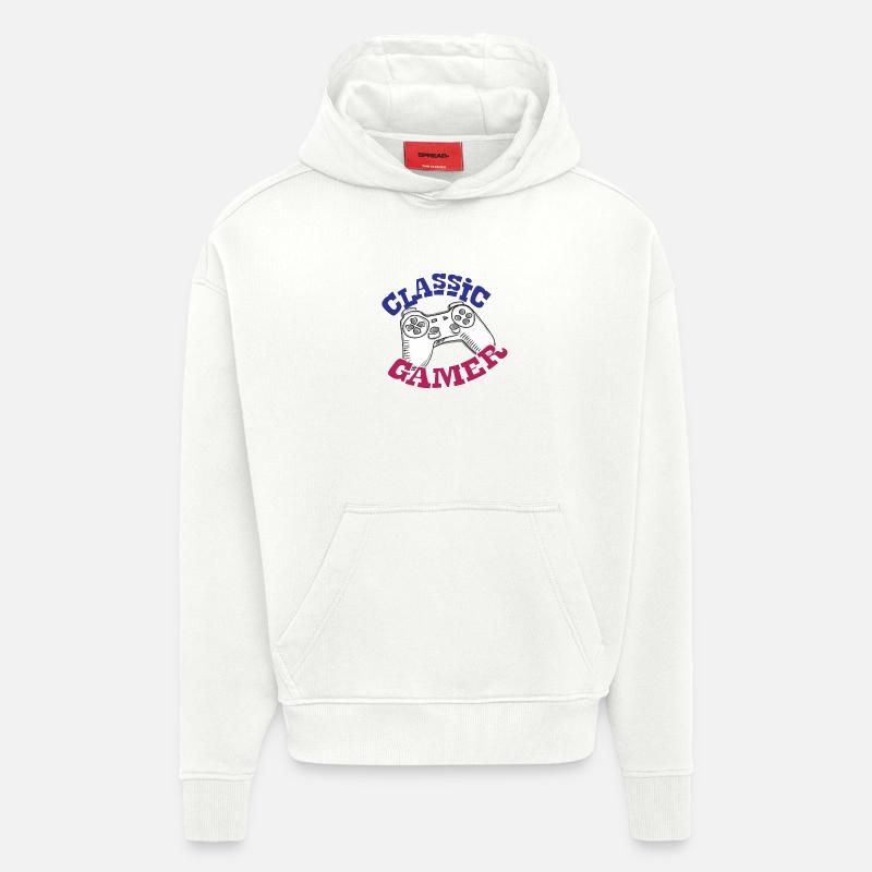 Cadeau de console de jeu - Sweat à capuche bio épais oversize fabriqué en UE - OFF WHITE