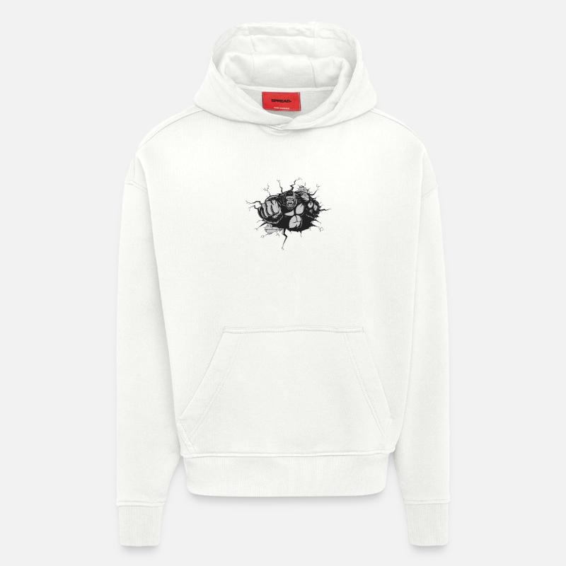 Gorille Percée Mur Noir Blanc - Sweat à capuche bio épais oversize fabriqué en UE - OFF WHITE