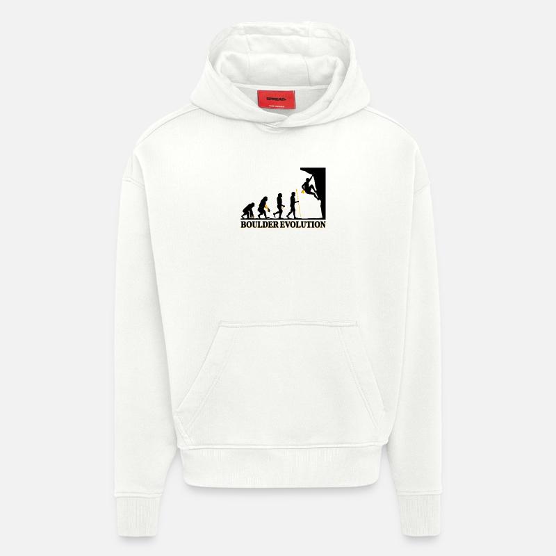 Boulder Evolution Klettern Bergsteigen Spruch - Hoodie- made by SPREAD  - OFF WHITE