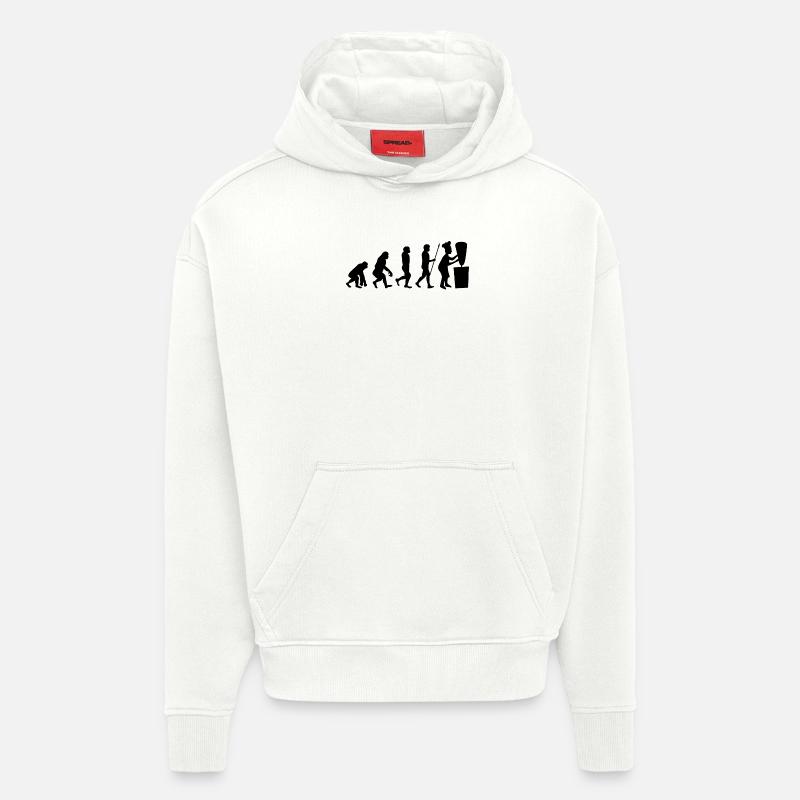 Brochette brochette brochette kebab Evolution - Sweat à capuche bio épais oversize fabriqué en UE - OFF WHITE