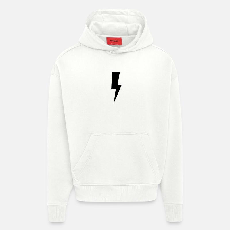 Logo de la foudre - Sweat à capuche bio épais oversize fabriqué en UE - OFF WHITE