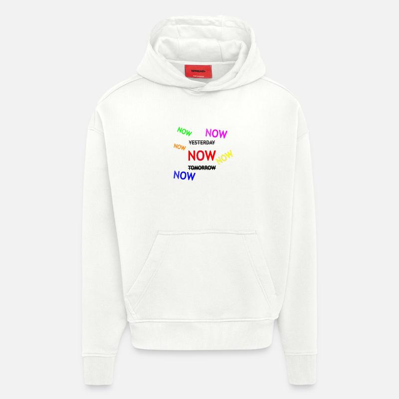 Illustration de texte de rappel dynamique - Sweat à capuche bio épais oversize fabriqué en UE - OFF WHITE