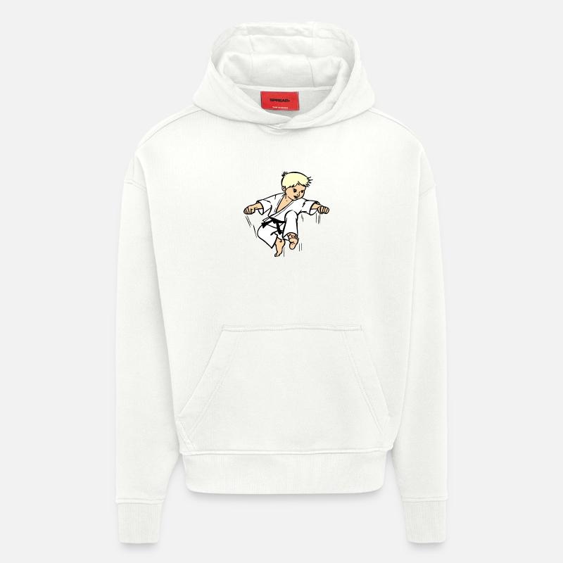Karatekind oder Judokind mit schwarzem Gürtel - Hoodie- made by SPREAD - OFF WHITE