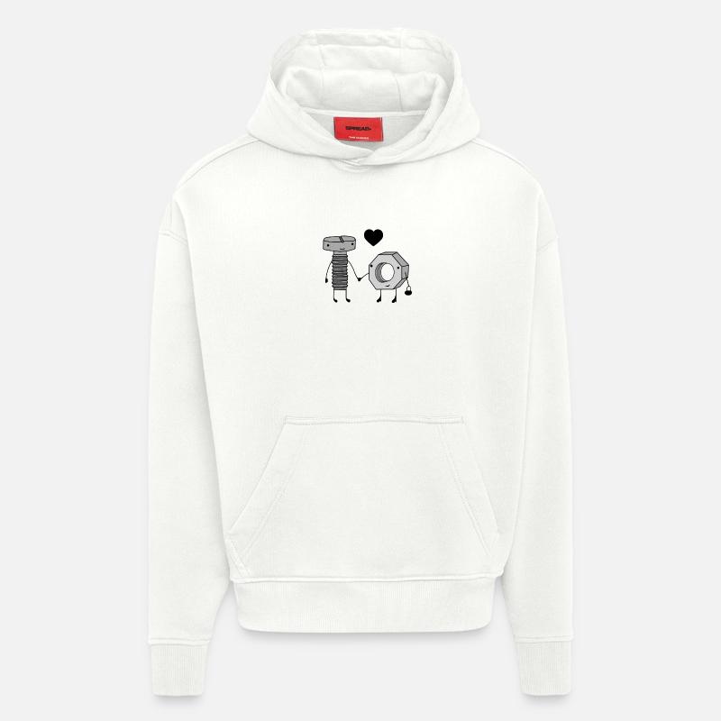 Illustration de vis techniques - Sweat à capuche bio épais oversize fabriqué en UE - OFF WHITE