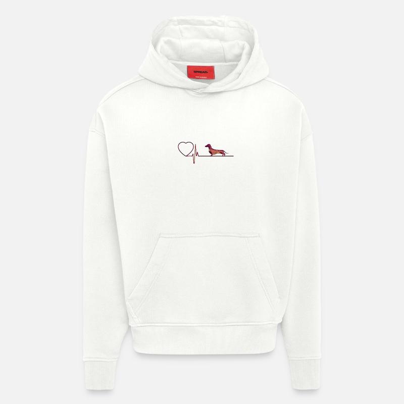 J'aime les teckels - Sweat à capuche bio épais oversize fabriqué en UE - OFF WHITE