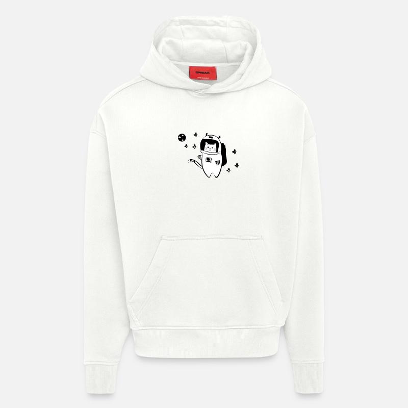 Chat cool dans l'espace - Sweat à capuche bio épais oversize fabriqué en UE - OFF WHITE
