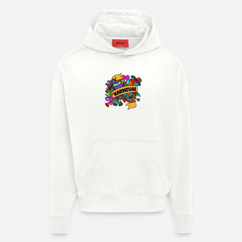 Carnaval carnaval carnaval masques - Sweat à capuche bio épais oversize fabriqué en UE - OFF WHITE