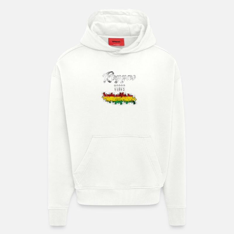 Reggae Vibes Noir Imprimé Cascade - Sweat à capuche bio épais oversize fabriqué en UE - OFF WHITE