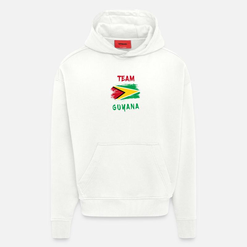 Drapeaux de l'équipe Guyane - Sweat à capuche bio épais oversize fabriqué en UE - OFF WHITE